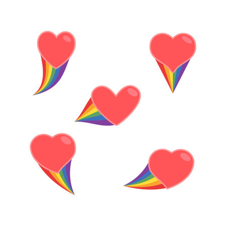 Heart icon with rainbow flag tail. Lgbt support and love design. Lesbian, Gay, Bisexual, Transgender representation symbol.のイラスト素材