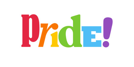 PRIDE Rainbow Lettering in collage Style. Different types, diversity representation. Vector banner.のイラスト素材