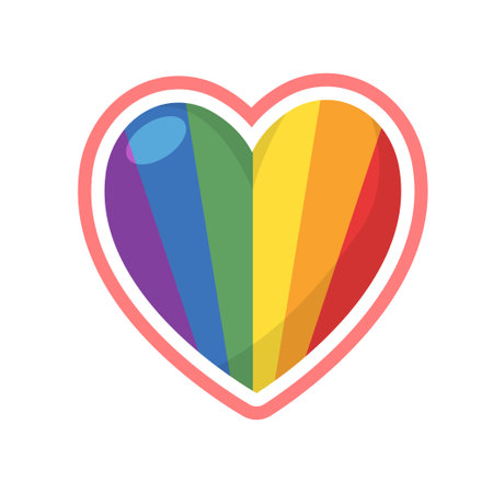 Lgbt pride heart. Rainbow flag love symbol. Diversity and freedom. Flat style vector icon with shadows and sparks.のイラスト素材
