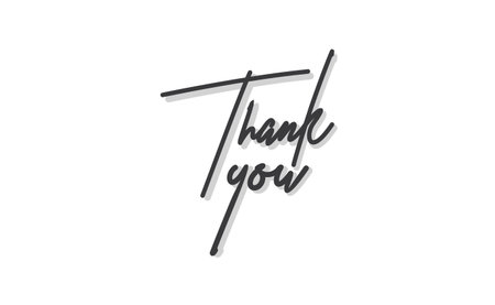 Thank you lettering text with drop shadow. Hand drawn style thanking message. Cursive calligraphic vector.のイラスト素材