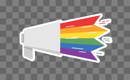 LGBT megaphone with rainbow. Pride month voice speaker. Diversity representation.のイラスト素材