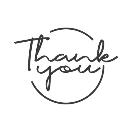 Thank you handwritten inscription. Calligraphy thanking message in circle.のイラスト素材