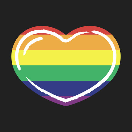 LGBTQ Pride love symbol. Heart shaped rainbow flag heart. Diversity representation.のイラスト素材
