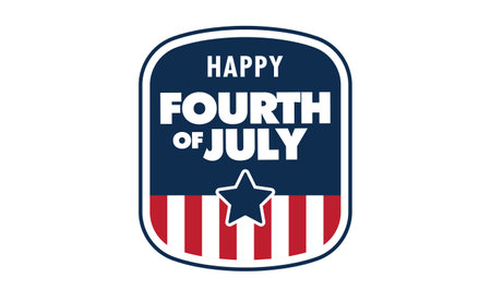 Fourth of July badge. USA Independence day emblem. July 4th celebration sticker.のイラスト素材