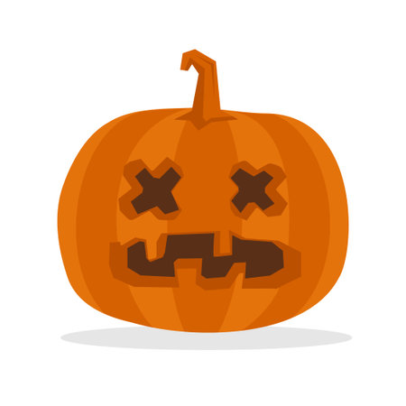 Halloween carved pumpkin vector illustration. Jack O Lantern fun character.のイラスト素材