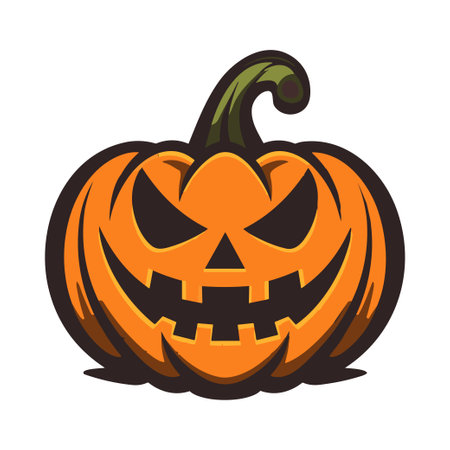 Orange carved pumpkin with smile for your design for the holiday Halloween. Vector illustration.のイラスト素材