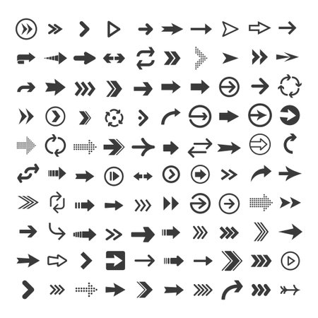 Arrow icon collection. Arrows simple flat icons.のイラスト素材
