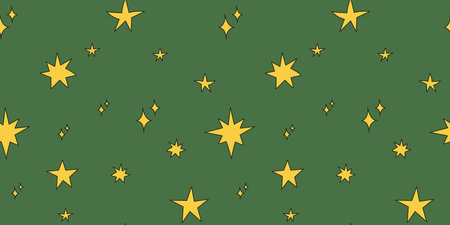 Seamless pattern with stars on a green background. Vector illustration.のイラスト素材