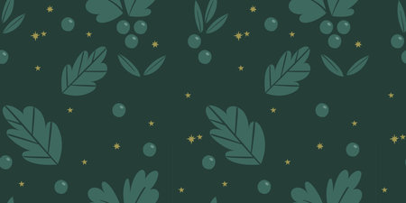 Seamless pattern with olive branches, leaves and stars. vector illustration