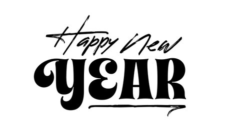 Happy new year logo. Modern streetwear style. Aesthetic lettering design.のイラスト素材
