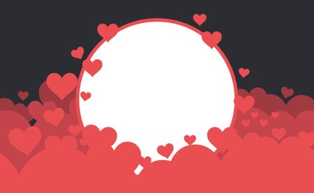 Valentine's Day banner frame with heart icons. Romantic background with blank space.のイラスト素材