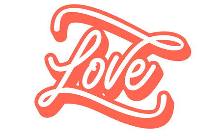 Love text in retro trendy style. Lettering typography.のイラスト素材