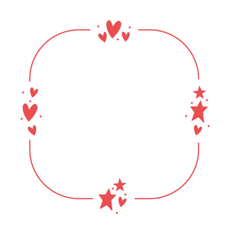 Frame with hearts. Valentine's Day rounded square background with heart icons. Love and romance.のイラスト素材
