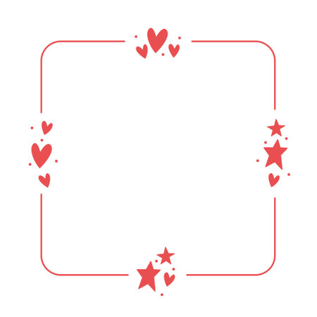 Frame with hearts. Valentine's Day rounded square background with heart icons. Love and romance.のイラスト素材