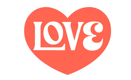 Love lettering in heart shape. Valentines day vector illustration.のイラスト素材