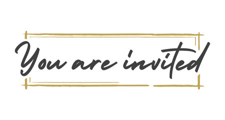 You are invited. Calligraphic text design. Invitation banner.のイラスト素材