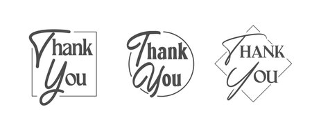 Thank You lettering set. Elegant inscriptions. Thanks card. Vector design.のイラスト素材