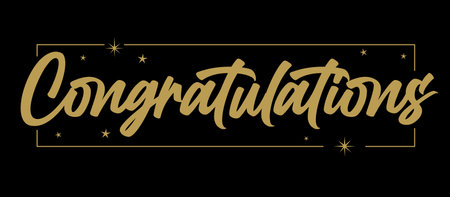 Congratulations golden design with frame and stars.のイラスト素材