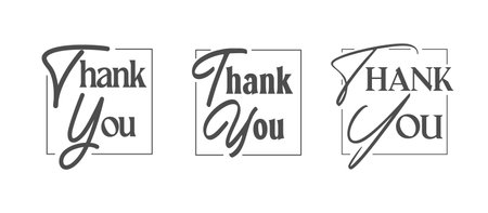 Thank You lettering set. Elegant inscriptions. Thanks card. Vector design.のイラスト素材