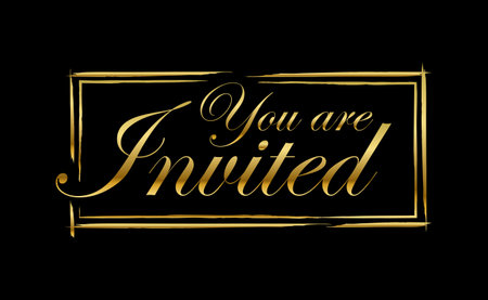 you are invited gold elegant design for invitation cardのイラスト素材
