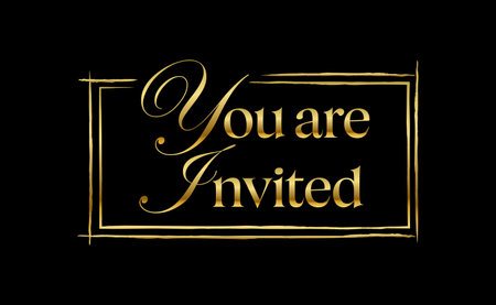 you are invited gold elegant design for invitation cardのイラスト素材