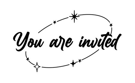 You are invited lettering calligraphic design. Invitation card with stars and sparksのイラスト素材