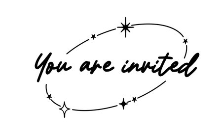 You are invited lettering calligraphic design. Invitation card with stars and sparksのイラスト素材