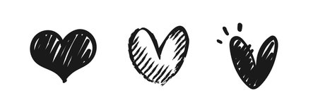 heart shaped doodle icons, illustrated heartsのイラスト素材