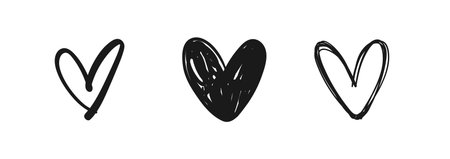 heart shaped doodle icons, illustrated heartsのイラスト素材