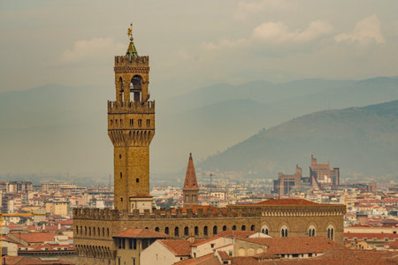 The Palazzo Vecchio in Florence, Tuscany, Italyの写真素材