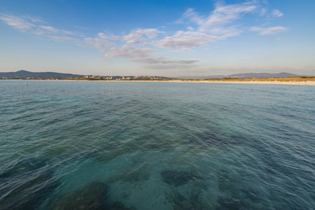 Panoramic view of the beach and coastline of Italyの写真素材