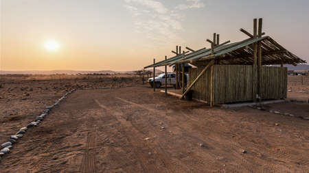 Wooden structure for camping in Namibiaの写真素材