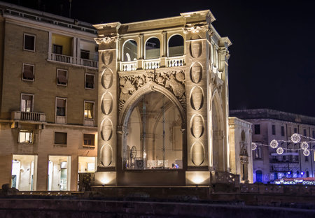 lecce by night,historic palaceのeditorial素材