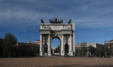 Milan, Italy, Arch of Peace, Squareの写真素材