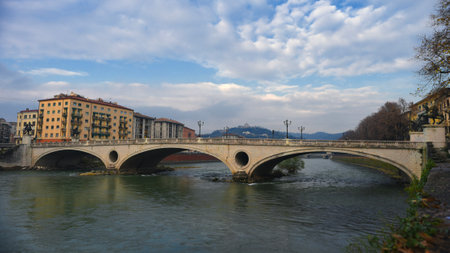 Verona, Italy, Bridge Victory, River Adigeの写真素材
