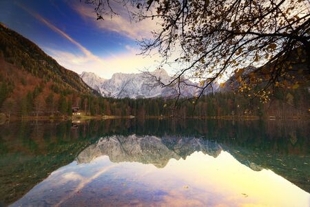 Lake of fusine Italyの写真素材