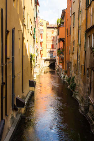 BOLOGNA, ITALY - JULY 22, 2017: a watercourse flowing below Via Piella - Emilia Romagnaの写真素材
