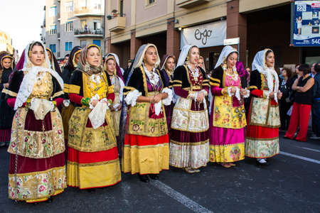 QUARTU SE, ITALY - SEPTEMBER 13, 2017: Religious Procession of Sant'Elena - Sardiniaのeditorial素材