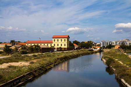 CAGLIARI, ITALY - MAY 5, 2012: Edificio Sali Scelti within the Regional Park of Molentargius - Sardiniaのeditorial素材