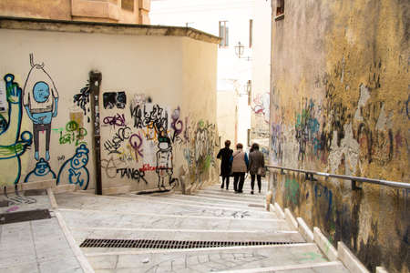 Cagliari: alleys of the neighborhood the marina - Sardiniaのeditorial素材