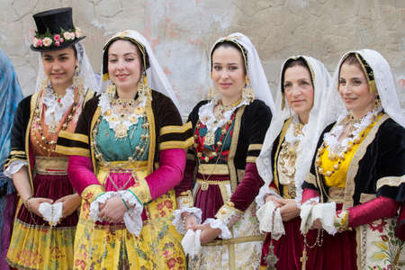 CAGLIARI, ITALY - MAY 1, 2014: 358 Religious Procession of Sant'Efisio, parade of traditional Sardinian costumes - Sardiniaのeditorial素材