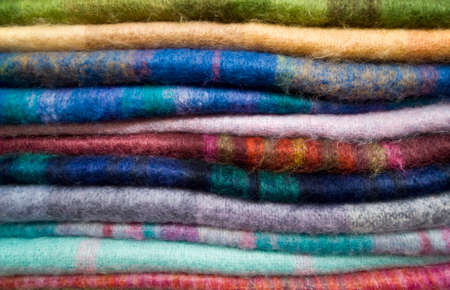 COLORED BLANKETS IN A STANDの写真素材