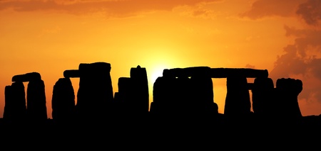 Sunset in the Stonehengeの写真素材