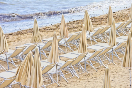 Chairs on a sand beach
