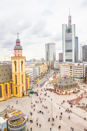 Skyline of Frankfurt with Hauptwache and the plazaのeditorial素材