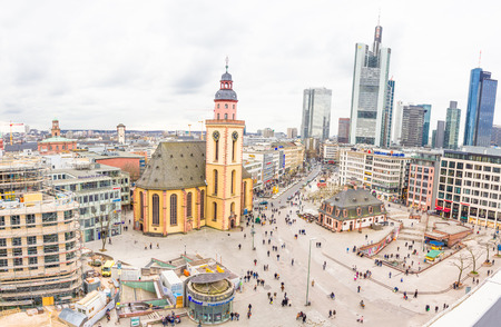 People walking in the plaza in Frankfurt Hauptwacheのeditorial素材