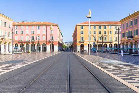 Tourists walking in the Place Massena, Nice, Franceのeditorial素材