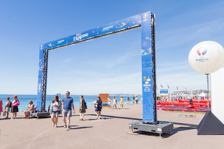 VIew of the fan zone for the Eurocup 2016 in the Promenade des Anglais, Nice, Franceのeditorial素材