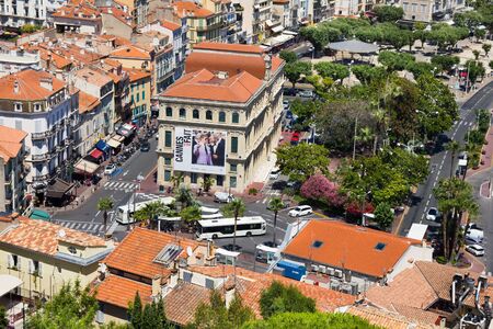 View of the bus station and the old port of Cannes, Franceのeditorial素材