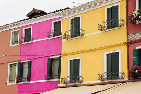 Colorful windos in Burano island, Italyのeditorial素材